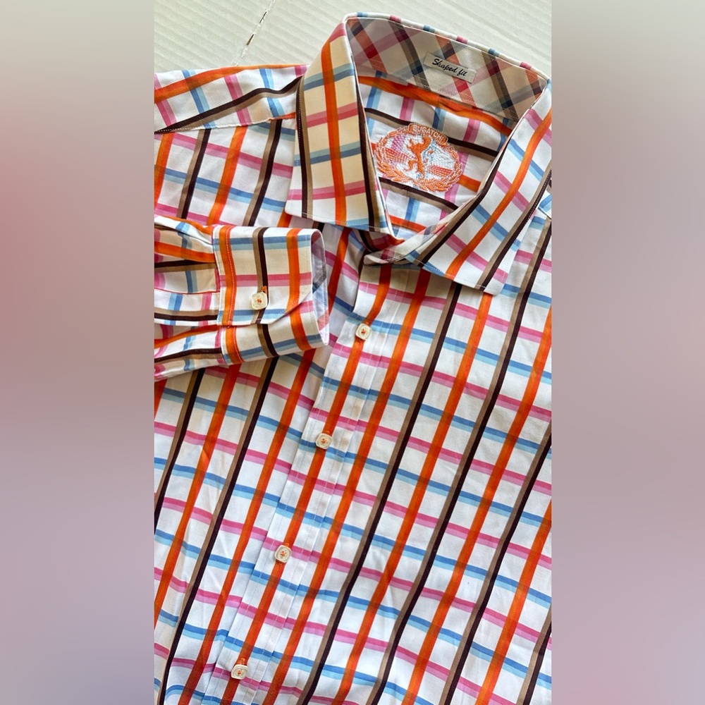 Bugatchi Men’s Shirt‎ XXL Shaped Fit Casual Long Sleeve